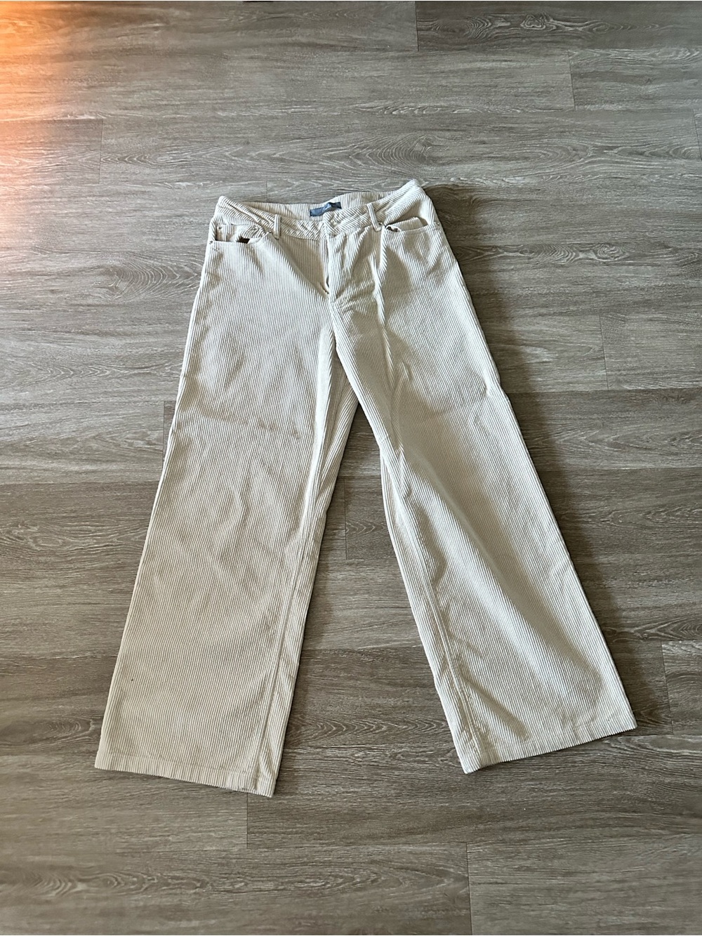 Women's Cream Wide-Leg Corduroy Pants
